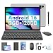 Android 16 Tablet 10 Zoll 12(4+8)GB+128GB mit Gehäuse Tastatur (Grau)