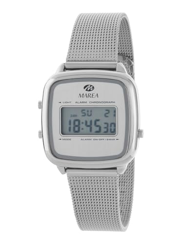 Marea B35363/1 Reloj Mujer - Digital LCD, Plateado, Caja Metal Plateado, Brazalete Acero, 3 ATM