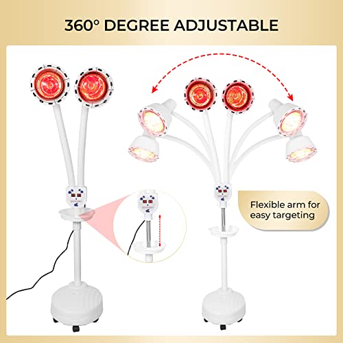 Varipowder Dual Head Infrared Lamp 275W Red Light Near Infrared Heat Lamp Device With Flexible Arm And Tray/Remove Control For Relieve Joint Pain And Muscle Aches #TOP2