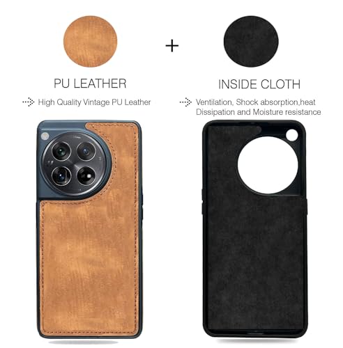 Image of A rtistque Premium Pu Leather Back Cover Case for OnePlus 12 5G | with Inner Fabric |Smooth Hand Feel | Drop Protection | Raised Camera Edge | Stylish Design | OnePlus 12 Back Cover - Brown