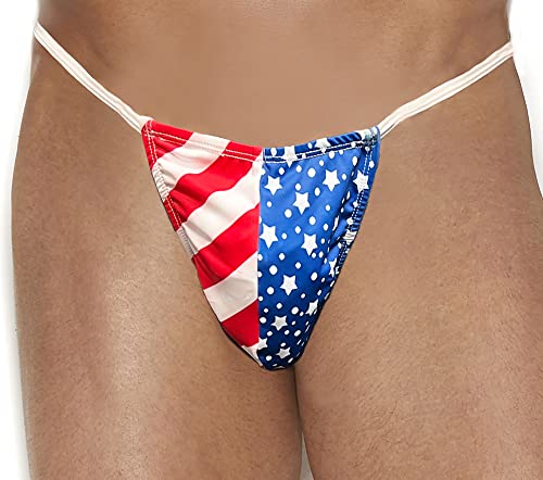 Mens Patriotic Stars and Stripes G-String Pouch Underwear Bottom2