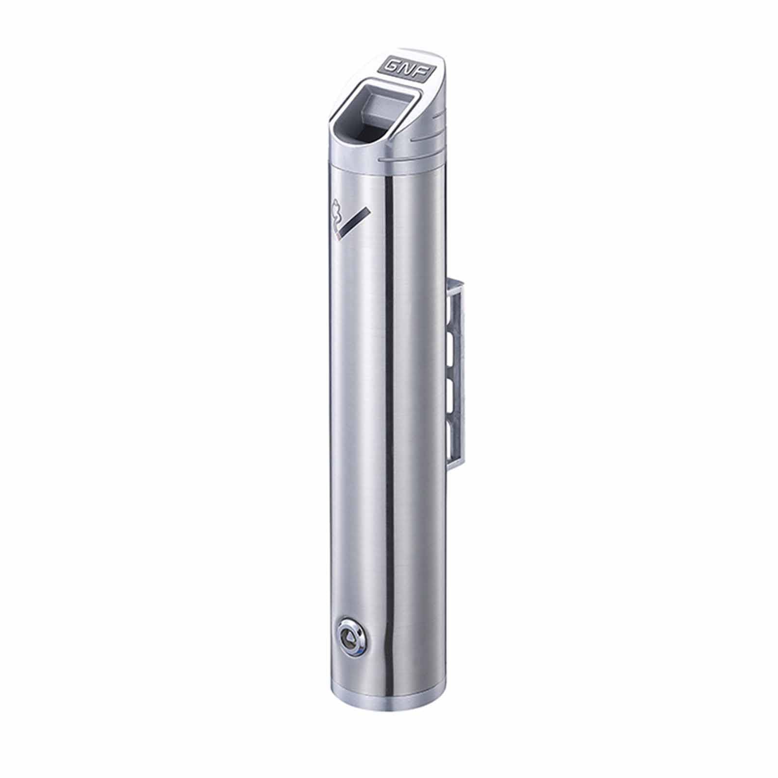 ashtray， Wall Mounted Cylinder Ashtray, Stainless Steel Cigarette Butt Collector, Outside Patio Column Public Ash Tray with Lock