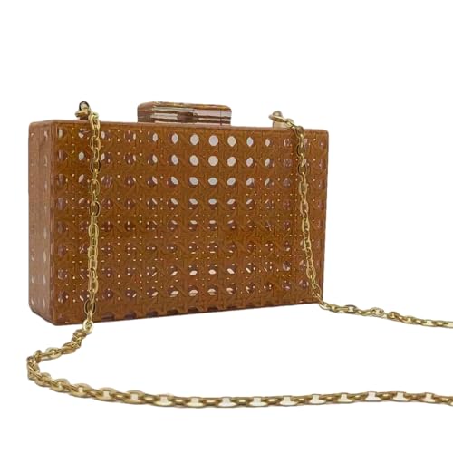 Image of Acrylic Clutch Purse for Women Colorful Evening Handbag Geometric Marbling Box Bag with Detachable Chain