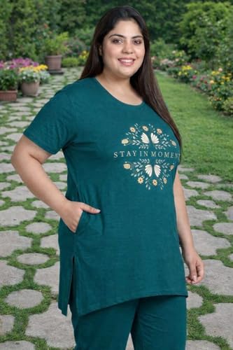 Image of In Love Women's Plus Size Longline T-Shirt with Side Pocket, 3 /4 Sleeve, Crew Neck