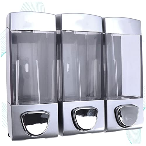 FONDOTIN Shower Gel Dispenser Pump Wall-Mounted Transparent 3 Bottles Conditioner Lotion for Home