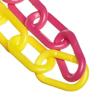 Mr. Chain Plastic Barrier Chain, Alternating Yellow/Magenta, 2-Inch Link Diameter, 100-Foot Length (50030-100)