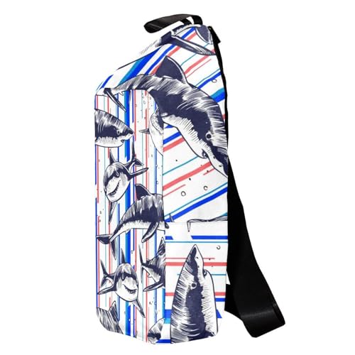 Sac à dos à bandoulière requin multicolore pour cyclisme et marche - 3
