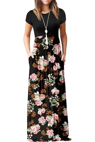 GRECERELLE Womens Maxi Dress Ladies' Summer Casual Short Sleeve L...