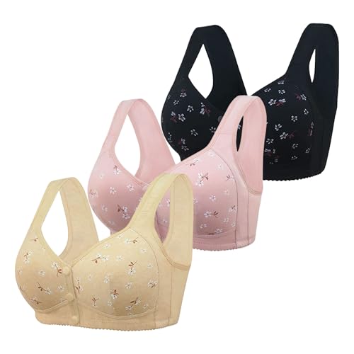 Pack de 3 camisetas para mujer, parte delantera con hebilla, borde de encaje, sin anillo de acero, movimiento, fruncido sin costuras, ajuste, yoga, dormir, sujetador grande, conjunto de fitness para