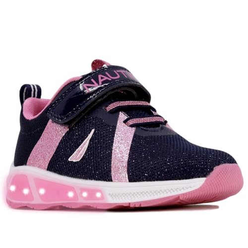 Image of Nautica Kids' Light-Up Flashing Sneaker Athletic Running Shoes with Strap | Fashionable and Fun for Boys and Girls | Available in Toddler and Little Kid Sizes