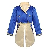 [Rswnyirn] ベビーボーイズ プリンス コスチューム ターンダウン カラー タキシード ジャケット キッズ ハロウィン 青 3