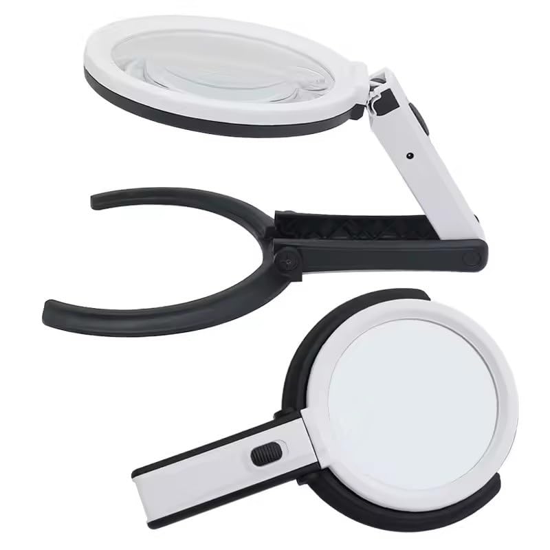 Lente d'ingrandimento da tavolo pieghevole a LED con lente d'ingrandimento 1.25X/5X