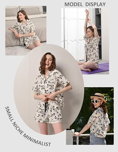 Image of NAP BOUND 100% Cotton Pajamas for Women 2 Piece PJs Set Long Sleeve Button Down Breathable Woven Sleepwear Loungewear XS-XXL