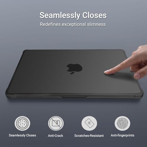 Image of MOSISO Compatible with MacBook Air 13 inch Case M5 2026 M4 2025 M3 M2 2024-2022 A3449 A3240 A3113 A2681, Seamlessly Closes Anti-Crack&Anti-Fingerprints Hard Shell for MacBook Air 13.6, Black