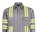 TICOMELA FR Shirts for Men High Visibility/Hi Vis Flame Resistant/Fire Retardant Shirt 6.5oz Light Gray Men's Welding Shirts