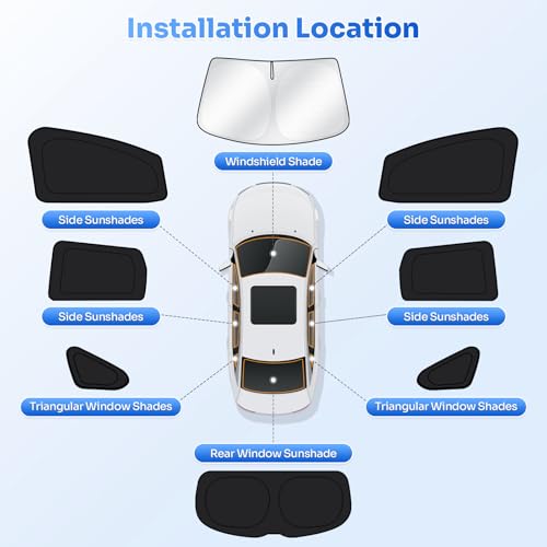 Image of Canvcle Window Shades for 2018-2023 Hyundai Kona Accessories Windshield Sun Shade Side Rear Window Covers Sunshade Sun Visor Shield Privacy Protection for Camping Keep Vehicle Cool Black 8PCS