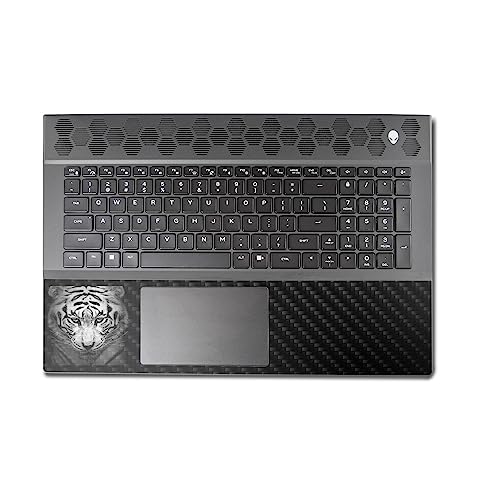 Image of MightySkins Carbon Fiber Skin Compatible with Alienware M18 R1 (2023) Full Wrap Kit - Mono Tiger | Protective, Durable Textured Carbon Fiber Finish | Easy to Apply & Change Styles | Made in The USA