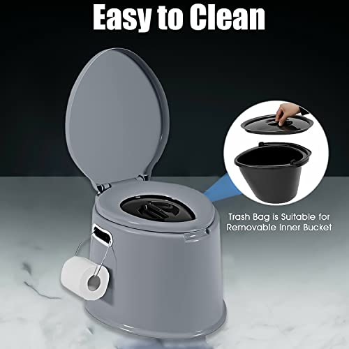 Crystals 6L Large Lightweight Portable Camping Toilet Seat with Washable Bucket, Roll Holder – Compact Portable Toilet for Travel, Festivals & Fishing (Grey Toilet Seat) - Image 7