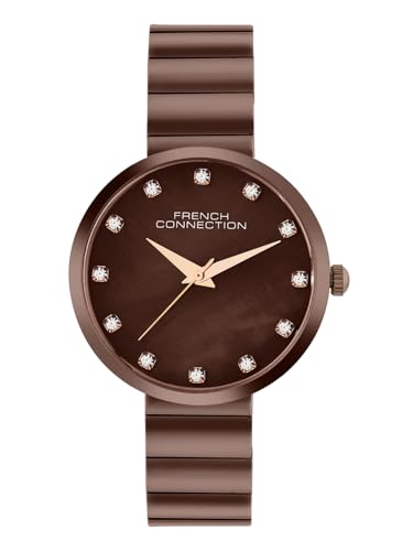 Image of French Connection Mop Brown Round Dial with Brown Stainless Steel Metal Strap Watch - for Womens FCN0128BRGM