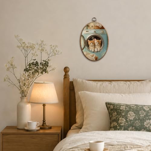 Toile murale ovale chat œuvre d'art encadrée Sufamb