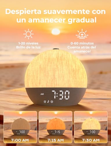 Miniatura 4 de Liorque Despertador Amanecer, Despertador Luz Natural Simulación Amanecer