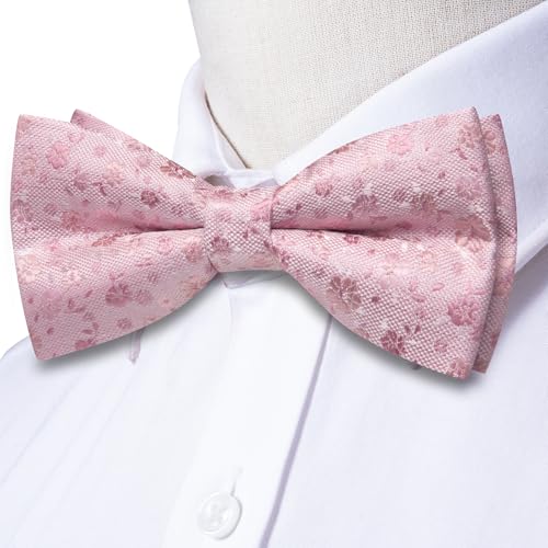 Image of Dubulle Mens Paisley Striped Bowtie Set Pre-tied Bowtie for Men and Pocket Square Set Wedding Business
