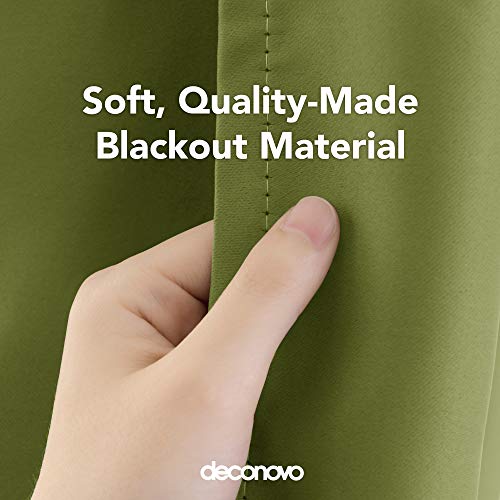 Image of Deconovo Blackout Grommet Top Drapes Girls Room Wide Width Curtains | Sliding Door Curtain 1 Panel, Wide Blackout Curtain, Privacy Drape for Patio Door, Green, 100 x 95 Inch