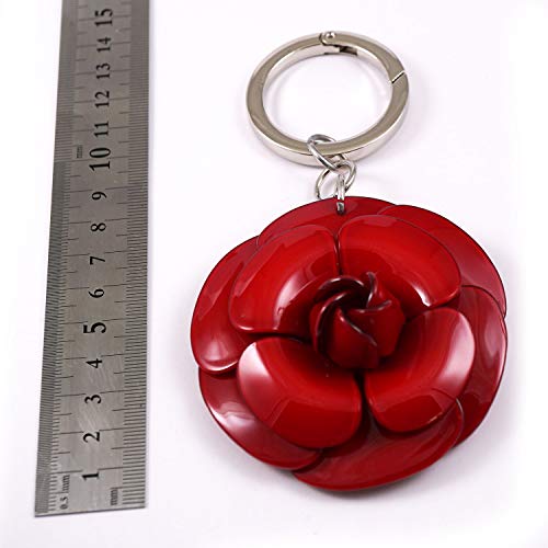 Rapport Women's Bag Charm Keychain, Rose, Acrylic, Cute, Plastic, Lightweight, Stylish, Pop, Colorful, Red #TOP2
