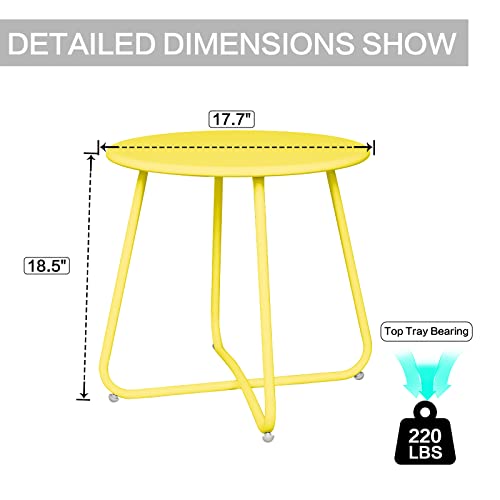 Ecomex Patio Side Table, Metal Side Table For Outdoor Indoor Waterproof Round Metal End Table Weather Resistant Round End Table For Bedroom Living Room Patio Garden Balcony Yard Porch, Yellow #TOP2