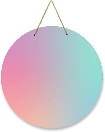 Letrero de bienvenida para decoración de puerta delantera, rosa, morado, verde azulado, degradado, corona de 10 pulgadas, placa colgante para