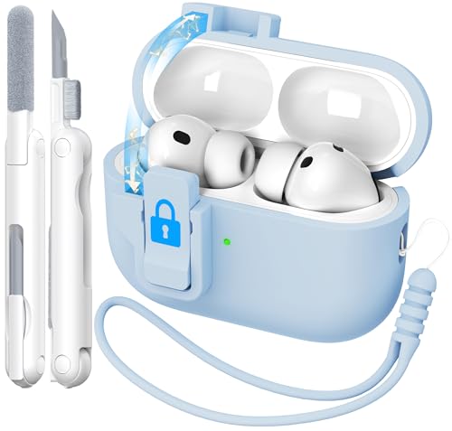 R-fun AirPods Pro 3�p�P�[�X�i�N���[�j���O�L�b�g�t���j�A�\�t�g�t�̃V���R���S�����ی�J�o�[�AAirPods Pro��3����P�[�X�i2025�j�Ή��AMagSafe�Ή��A�X�J�C�u���[