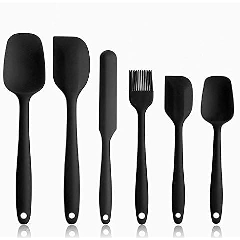 Silicone Spatulas 6 Pcs Set, Heat Resistant Seamless Rubber Spatulas with Stainless Steel Core Kitchen Utensils Non Stick for Cooking, Baking and Mixing Cover