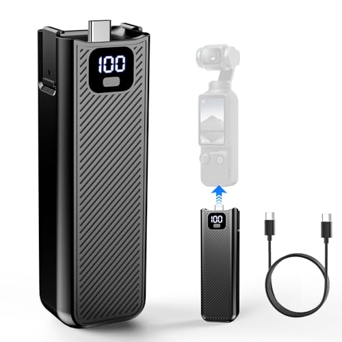Upgrade Akkugriff mit LED-Anzeige Kompatibel mit DJI Osmo Pocket 3 Kamera, 5000mAh 22,5W Schnellladung Batteriegriff für Pocket 3, 1/4 Zoll Gewindeloch
