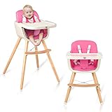 DREAMADE 2 in 1 Hochstuhl Baby, Kinderhochstuhl Klappbar mit Essbrett Abnehmbar, Kombihochstuhl Kinder ab 6 Monate bis 30 kg (Rosa)
