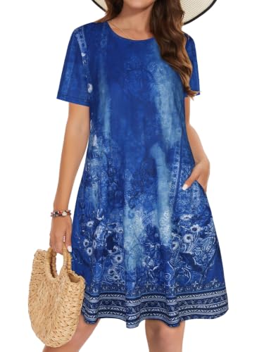 Image of Summer Dresses for Women Casual Tshirt Dress Beach Sundress with Pockets