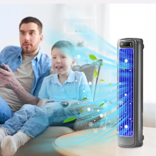 Ventilador de aire acondicionado, ventilador inalámbrico portátil, enfriador de aire para habitación, patio, oficina, interior, con 3 velocidades y pantalla táctil LED