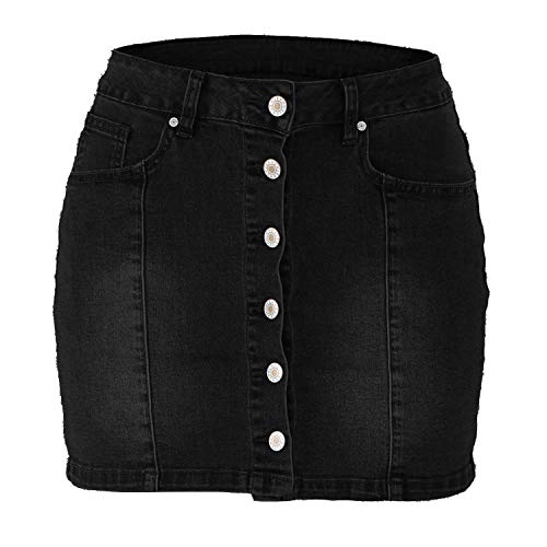 Tulucky Women's Button Down Front Denim Short Skirt with Side Pocket2