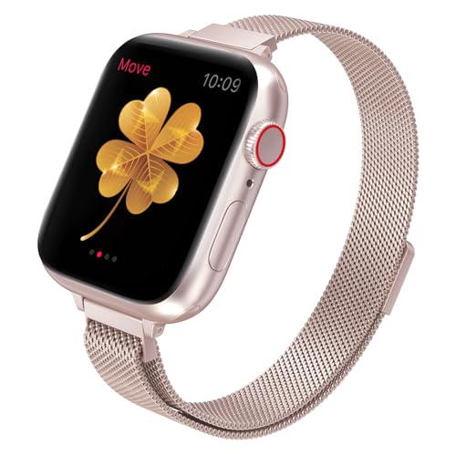 Image of for Apple Watch Band Series Ultra SE 8 7 6 5 4 3 2 1 38mm 40mm 41mm 42mm 44mm 45mm 49mm, Stainless Steel Slim & Thin Mesh Magnetic Clasp Strap Women and Girl Replacement Band for iWatch