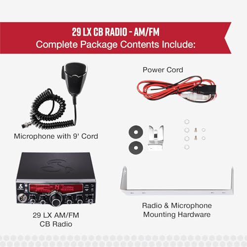 Image of Cobra 29LX AM /FM Professional CB Radio - Emergency Radio, Travel Essentials, NOAA Weather Channels and Emergency Alert System, Selectable 4-Color LCD, Auto-Scan, Black