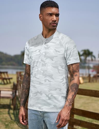 TAPULCO Mens Collarless Golf Shirts Short Sleeve Dry Fit Stretch Casual Breathable Lightweight Tshirts4