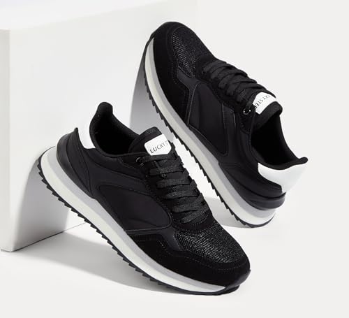 Image of LUCKY STEP Women's Platform Fashion Sneakers Suede Colorful Colorblock Stylish Retro Casual Neutral Tennis Running Footwear Walking Shoes