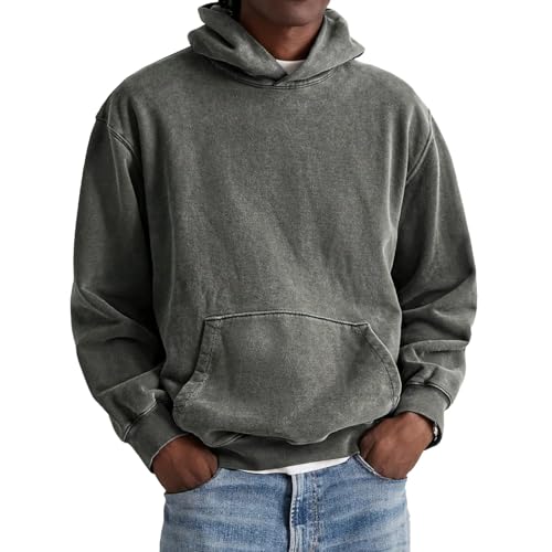 Acid Wash Hoodie Men Vintage Washed Hoodie Baggy Hooded Pullover Sweatshirts with Pockets Workout Streetwear2