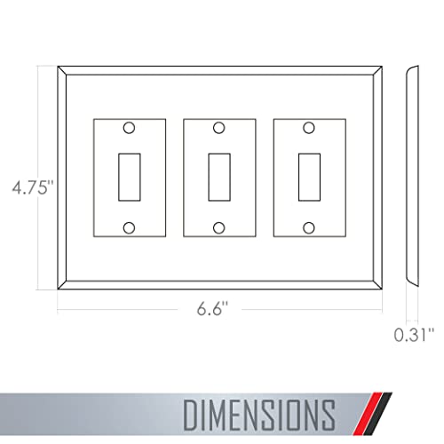 Image of TayMac 4440W Paintable Triple Toggle Light Switch Wall Plate Cover, White, 3-Gang