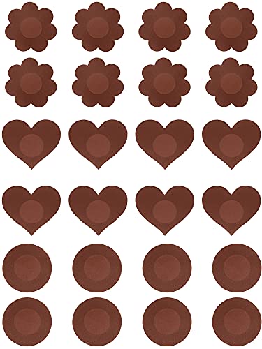30 Pairs Nipple Covers Disposable Breast Pasties Adhesive No Show Satin Breast Petals Stickers Brown2