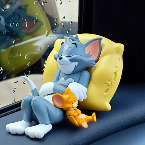 REWOP Resin Cute Car/Home Interior Decoration - Relaxing Cat and Mouse Figurine, Perfect...