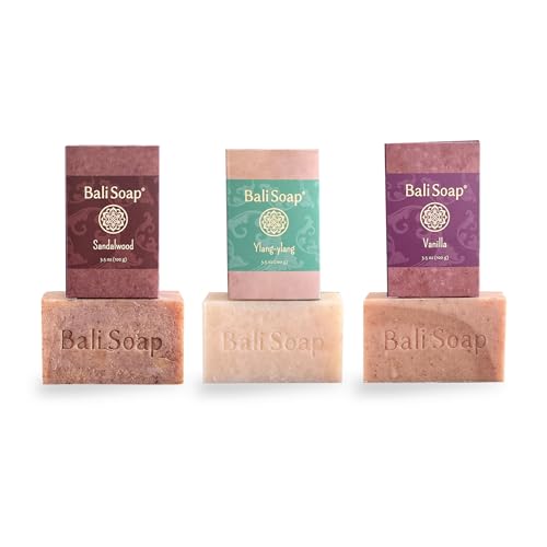 Bali Soap - Juego de regalo de barra de jabón natural, jabón facial o corporal, ideal para todo tipo de piel, para mujeres, hombres y adolescentes, paquete de 3 jabones variados 3.5 oz cada uno