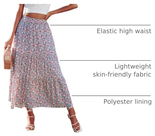 Image of KIRUNDO Maxi Skirts for Women Summer Boho Floral Long Skirt
