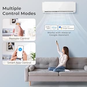 Costway 12000 btu wifi enabled mini split air conditioner heater 22 seer2 208 230v inverter ac unit cools up to 750 sq ft energy efficient heat pump white 12000btu 208 230v 22 seer2 wifi  urban country home decor