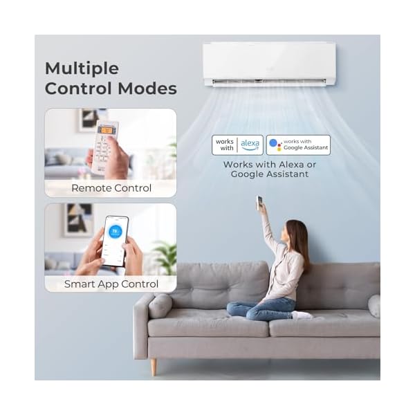 Costway 12000 btu wifi enabled mini split air conditioner heater 22 seer2 208 230v inverter ac unit cools up to 750 sq ft energy efficient heat pump white 12000btu 208 230v 22 seer2 wifi  urban country home decor