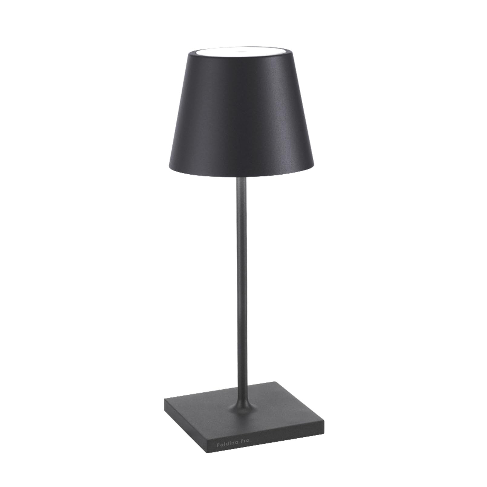 Zafferano, Poldina Pro Mini Lampe, Kabellose, Wiederaufladbare Tischlampe mit Touch Control, Auch für den Außenbereich Geeignet, Dimmer, 2200-3000 K, Höhe 30 cm, Farbe Dunkelgrau